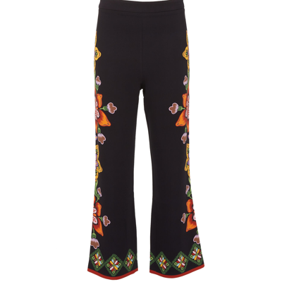 Shop La Doublej Stretch Pants (placée) In Folk Flowers Nero Placée