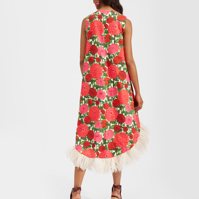 La Doublej La Scala High Dress (with Feathers) In Pink Dahlias