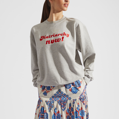 Shop La Doublej “matriarchy Now!” Stand-up Sweatshirt In T.unita Grigio