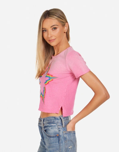 Lauren Moshi Adeline Rainbow Lightning Star In Bright Pink Ombre