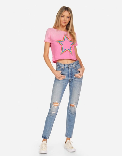 Lauren Moshi Adeline Rainbow Lightning Star In Bright Pink Ombre