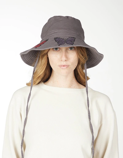 Lauren Moshi Adina- Bucket Hat W/ Butterfly Crystals In Onyx