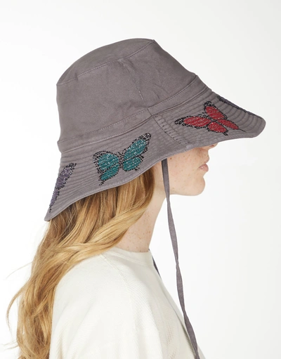 Lauren Moshi Adina- Bucket Hat W/ Butterfly Crystals In Onyx