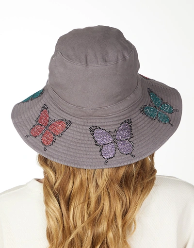 Shop Lauren Moshi Adina- Bucket Hat W/ Butterfly Crystals In Onyx