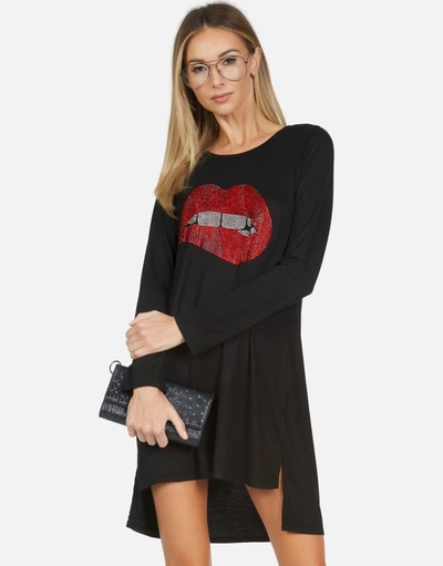 Shop Lauren Moshi X Adora X Crystal Biting Lip In Black