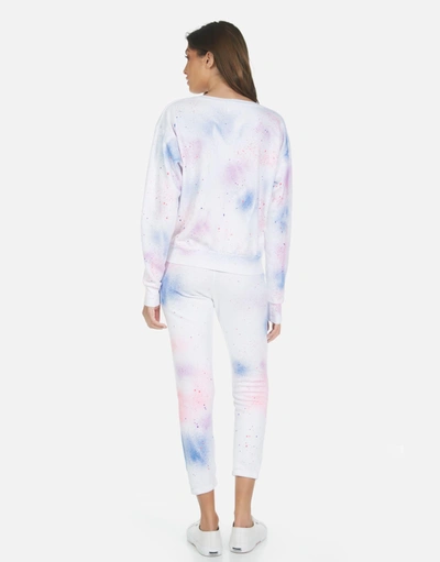 Lauren Moshi Alana Galaxy Lip Sweatpant In White Galaxy In White Galaxy Splatter
