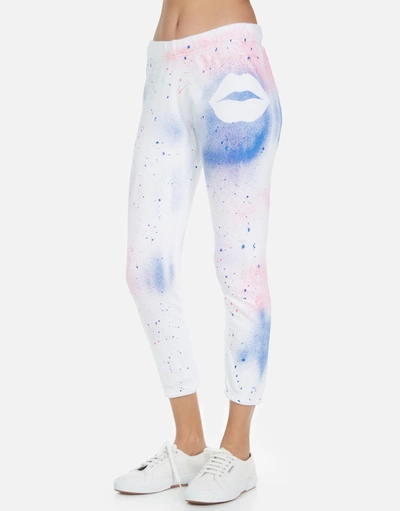 Lauren Moshi Alana Galaxy Lip Sweatpant In White Galaxy In White Galaxy Splatter