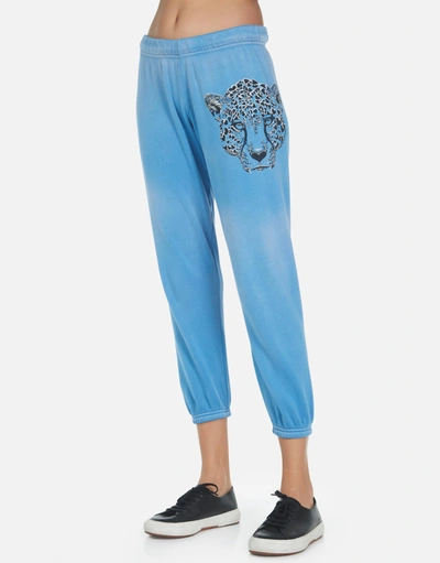 Lauren Moshi Alana Heart Leopard Sweatpant In Faded Riptide