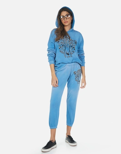 Lauren Moshi Alana Heart Leopard Sweatpant In Faded Riptide