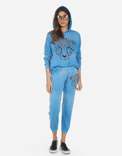 Lauren Moshi Alana Heart Leopard Sweatpant In Faded Riptide