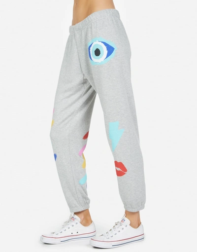 Lauren Moshi Alana Painted Evil Eye In Heather Grey