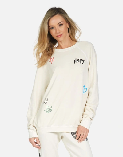 Lauren Moshi Anela Peace Hippie Pullover In Ivory