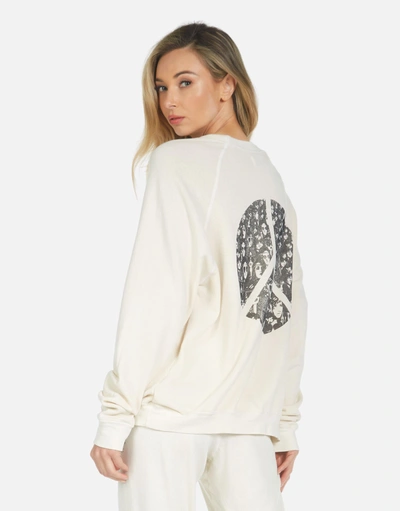 Lauren Moshi Anela Peace Hippie Pullover In Ivory