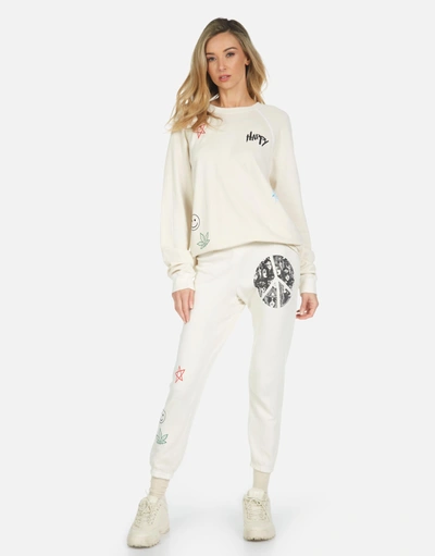 Lauren Moshi Anela Peace Hippie Pullover In Ivory