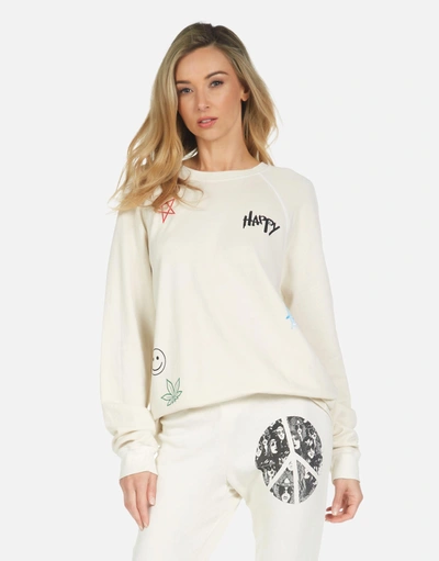Lauren Moshi Anela Peace Hippie Pullover In Ivory