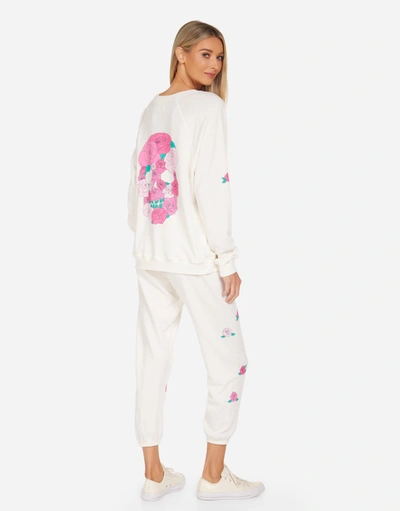 Lauren Moshi Anela Pink Rose Skull In Milk