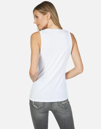 Lauren Moshi Ashlin Rainbow Ray Lip Tank In White