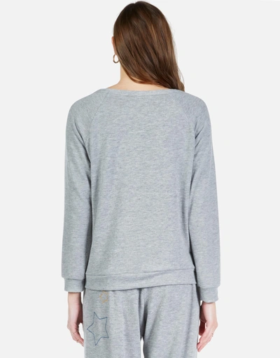 Lauren Moshi Brenna Color Star Embroidery In Heather Grey