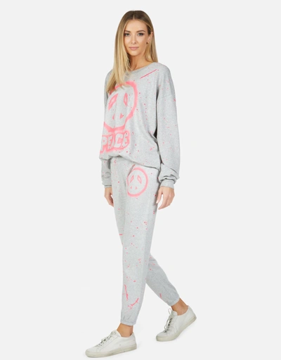 Lauren Moshi Brynn Airbrush Peace In Heather Grey