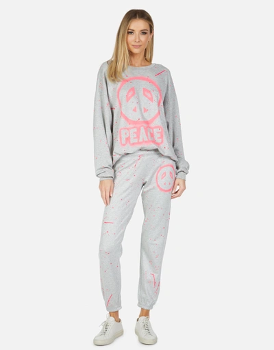 Lauren Moshi Brynn Airbrush Peace In Heather Grey