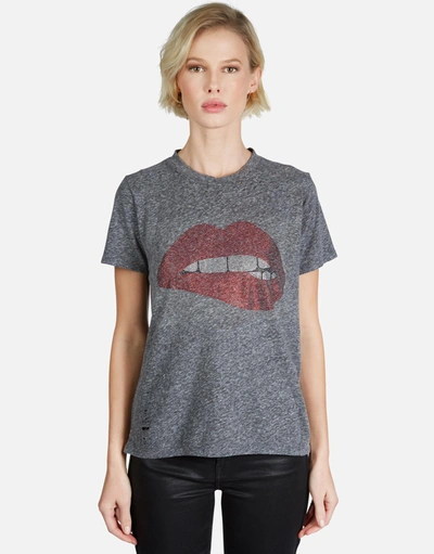 Lauren Moshi Capri Crystal Biting Lip In Heather Grey