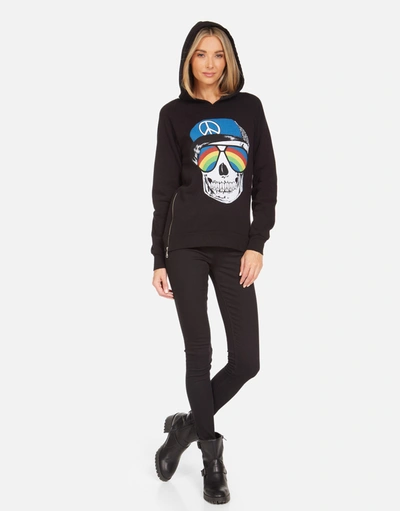 Lauren Moshi Corbin Rainbow Peace Skull In Black