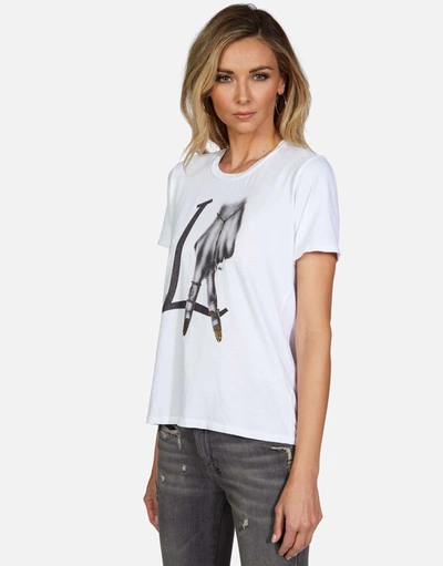 Lauren Moshi Croft La Peace Finger In White