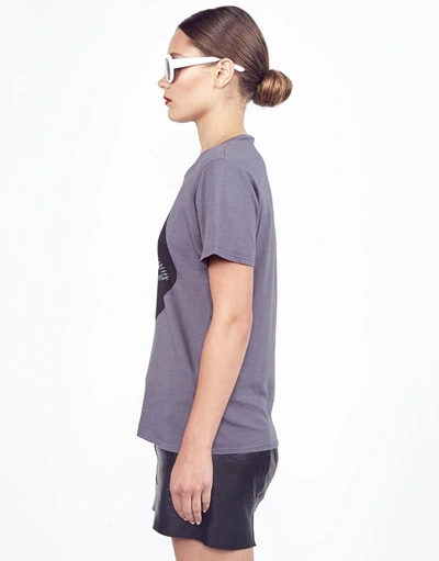 Lauren Moshi Croft Vintage Zipper Mouth Tee In Lava Grey