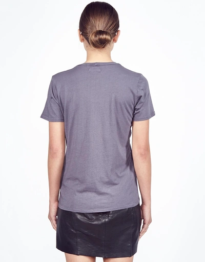 Lauren Moshi Croft Vintage Zipper Mouth Tee In Lava Grey