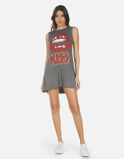 Lauren Moshi Deanna Kiss Lip Dress In Pigment Black In Gray