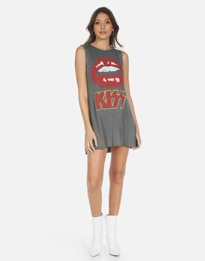 Lauren Moshi Deanna Kiss Lip Dress In Pigment Black In Gray