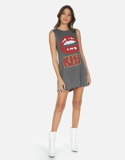 Lauren Moshi Deanna Kiss Lip Dress In Pigment Black In Gray