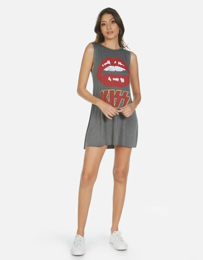 Lauren Moshi Deanna Kiss Lip Dress In Pigment Black In Gray
