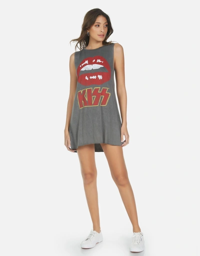 Lauren Moshi Deanna Kiss Lip Dress In Pigment Black In Gray