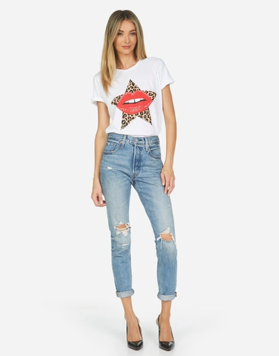 Lauren Moshi Edda Leopard Star Lip In White