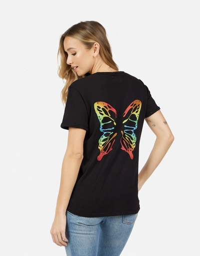 Shop Lauren Moshi Edda Rainbow Butterflies In Black