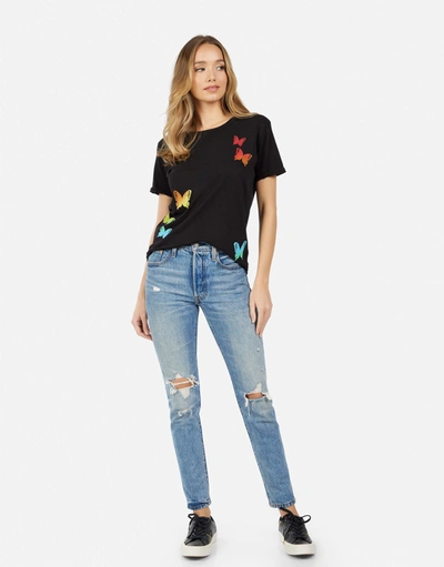 Shop Lauren Moshi Edda Rainbow Butterflies In Black