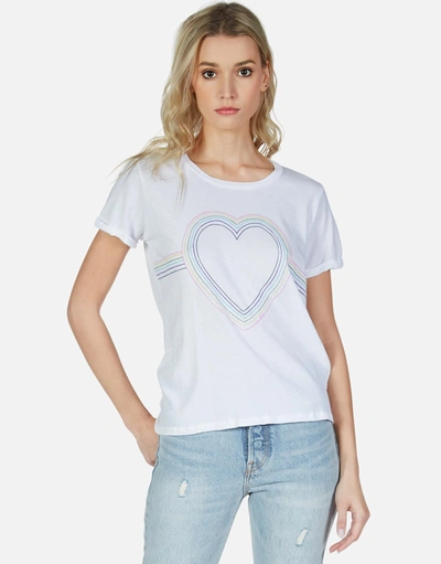 Shop Lauren Moshi Edda Rainbow Heart Outline In White