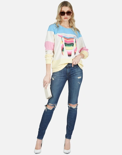Lauren Moshi Erica Striped Bull In Ivory Lace Multi