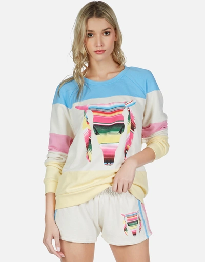 Lauren Moshi Erica Striped Bull In Ivory Lace Multi