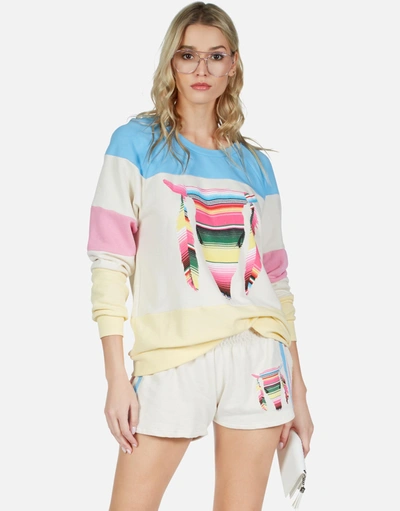 Lauren Moshi Erica Striped Bull In Ivory Lace Multi