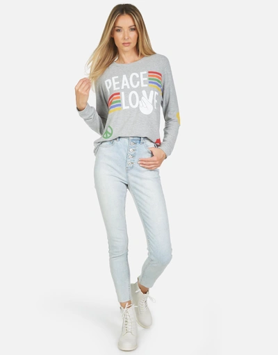 Lauren Moshi Everly Peace Love Stripe In Heather Grey