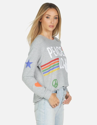 Lauren Moshi Everly Peace Love Stripe In Heather Grey