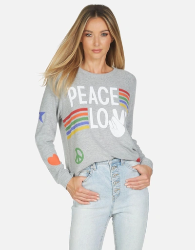 Lauren Moshi Everly Peace Love Stripe In Heather Grey