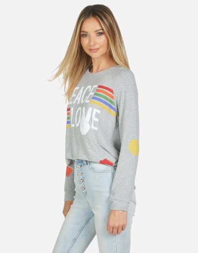 Lauren Moshi Everly Peace Love Stripe In Heather Grey