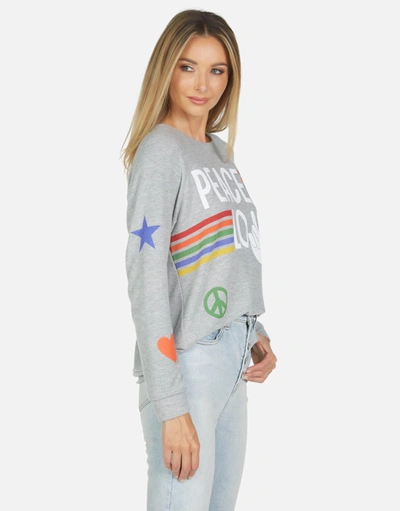 Lauren Moshi Everly Peace Love Stripe In Heather Grey