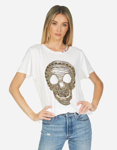 Shop Lauren Moshi Gabriella Beaded Chain Skull In Milk