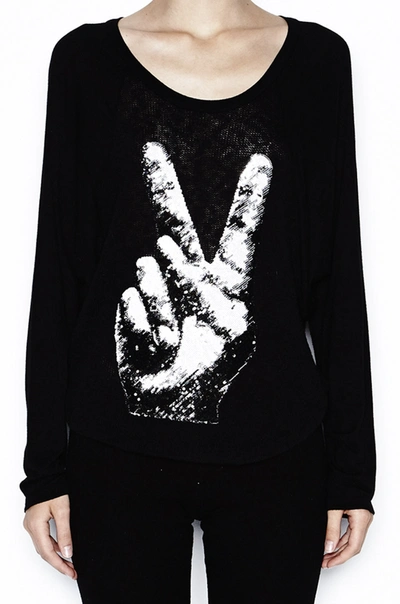 Lauren Moshi Goldy Sequin Peace Hand In Black