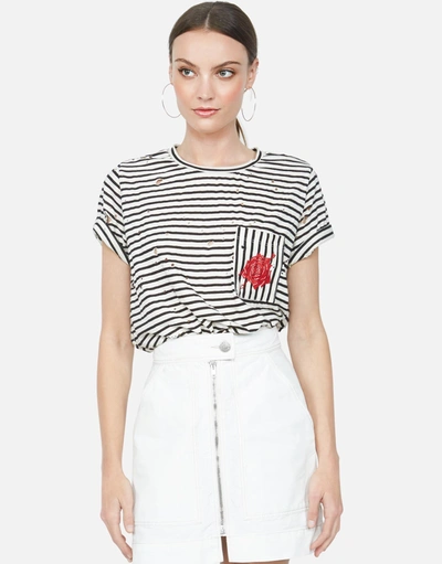 Lauren Moshi Iris Arrow Rose In Creme Stripe
