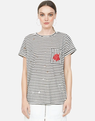 Lauren Moshi Iris Arrow Rose In Creme Stripe